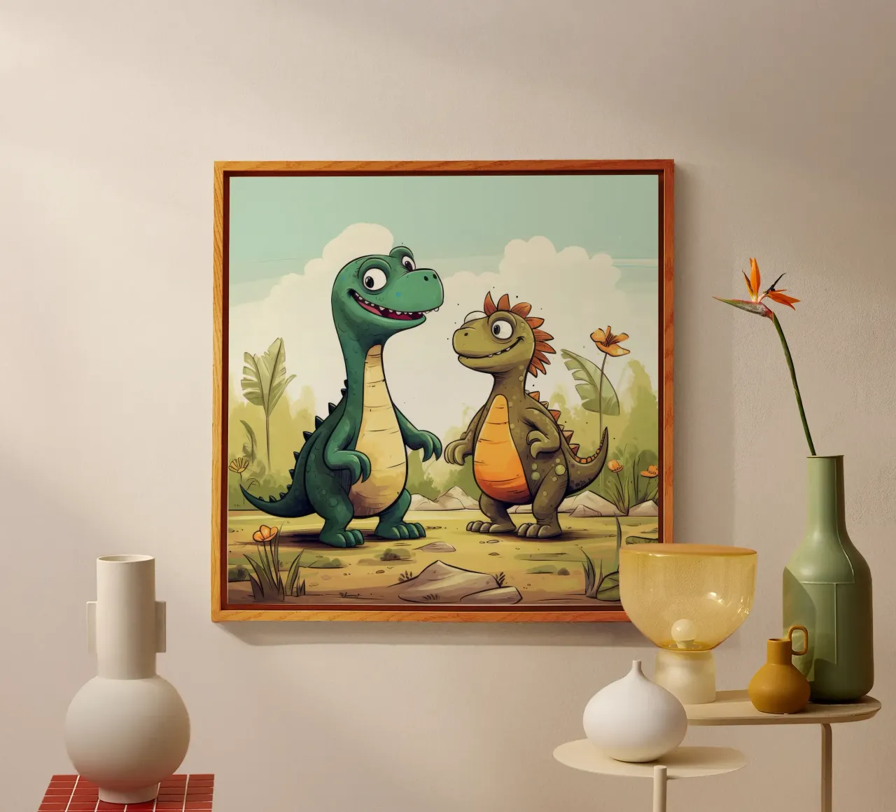 Retro Dinosaur Duo acrylic glass by Funny Animals