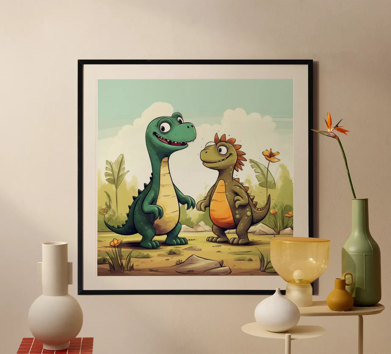 Retro Dinosaur Duo poster by Funny Animals