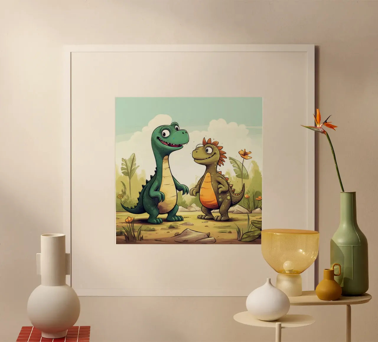 Retro Dinosaur Duo poster by Funny Animals
