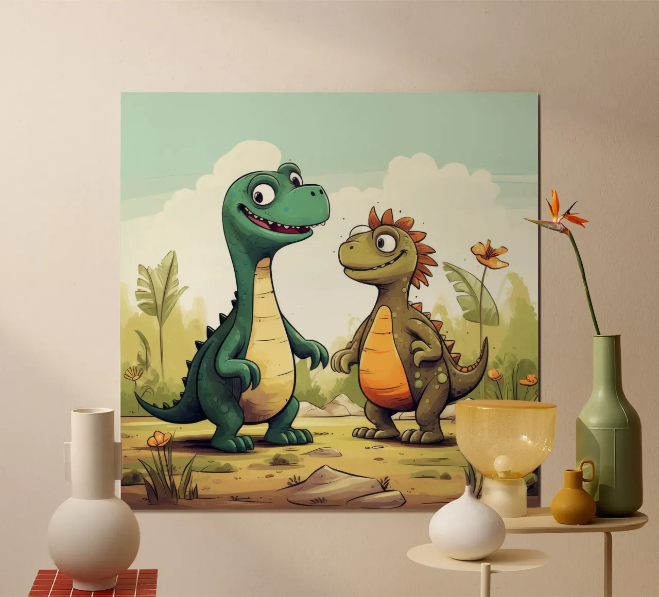 Retro Dinosaur Duo poster by Funny Animals