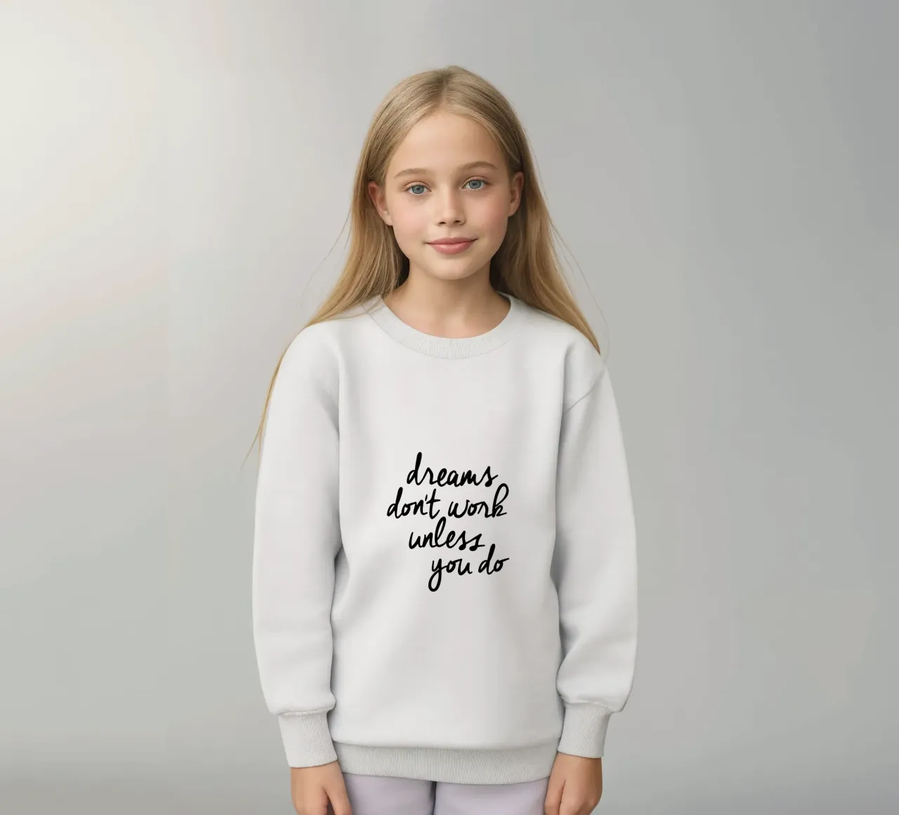 I sogni non funzionano se non si fanno Typografie Design Monochrome felpa bambino da THE MOTIVATED TYPE