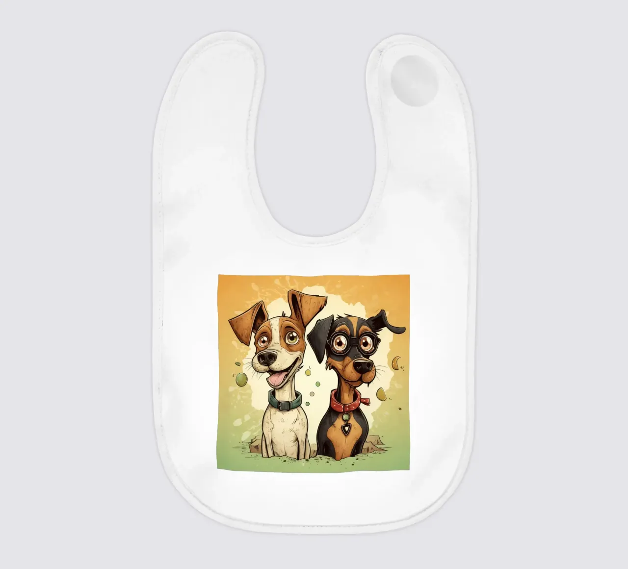 Retro Dog Duo baby bib by Funny Animals