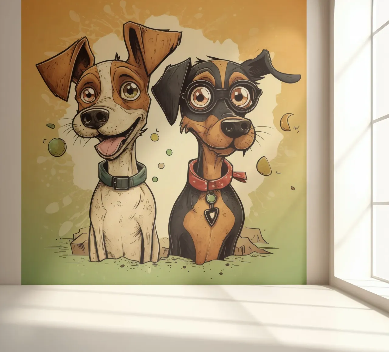 Retro Dog Duo photo wallpaper by Funny Animals