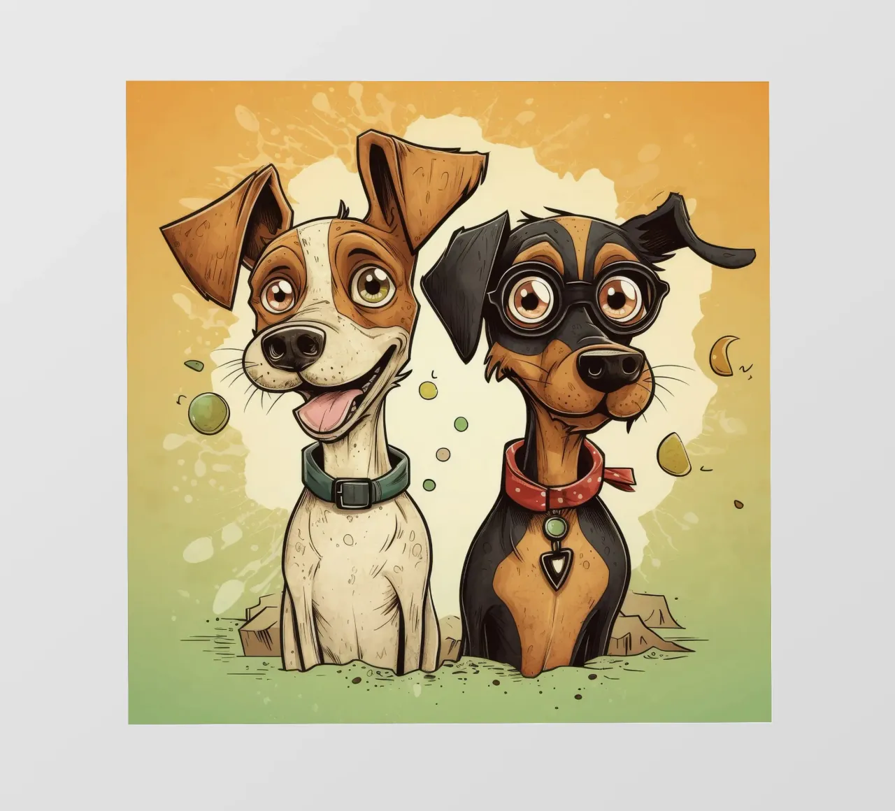 Retro Dog Duo photo wallpaper by Funny Animals