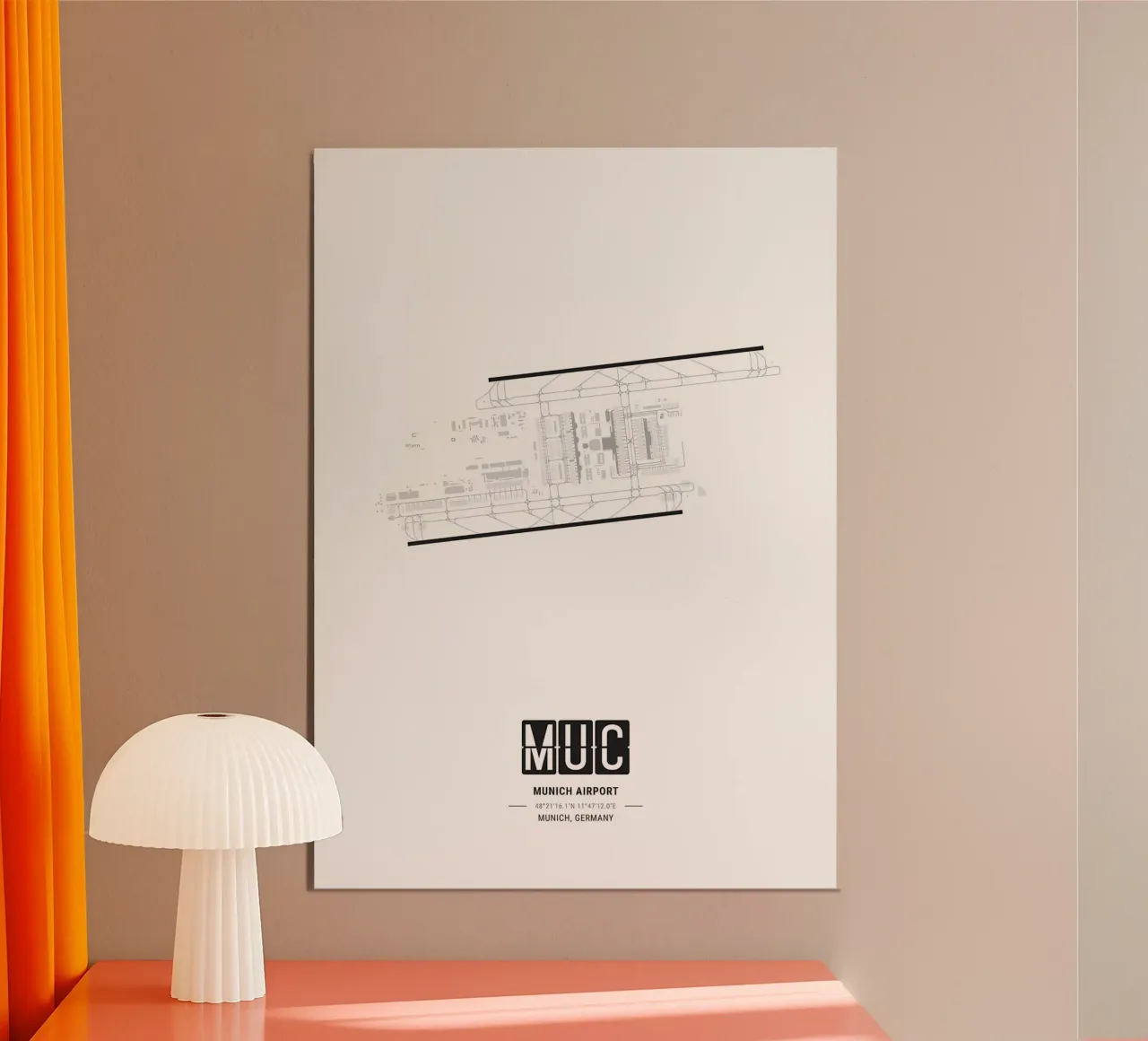 Layout dell'aeroporto di Monaco carta hahnemühle da Christopher Adams