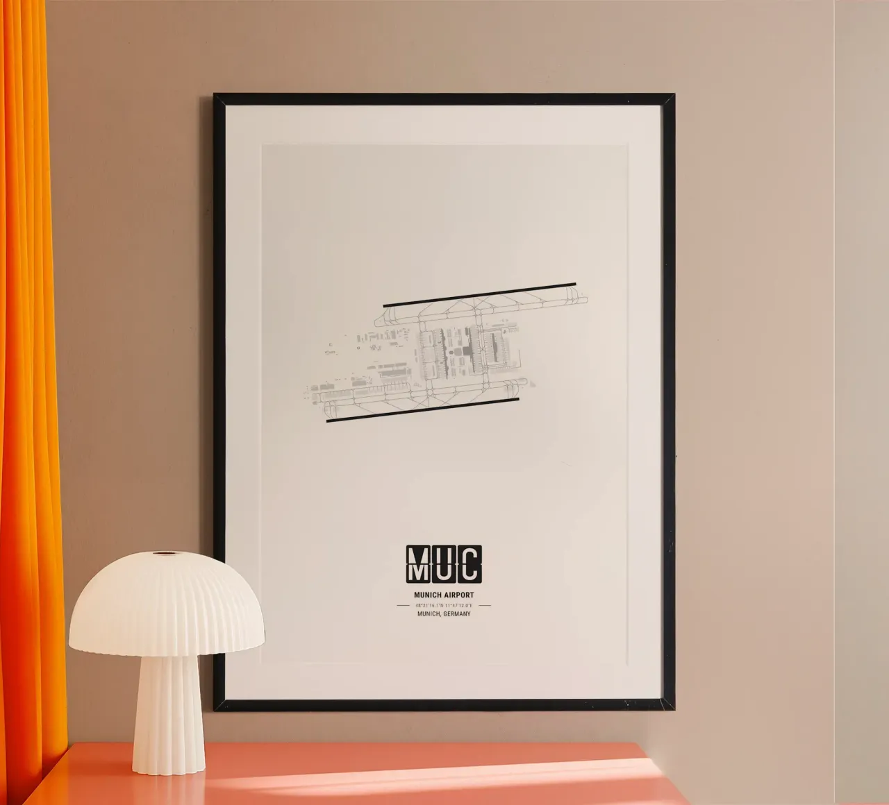 Layout dell'aeroporto di Monaco carta hahnemühle da Christopher Adams