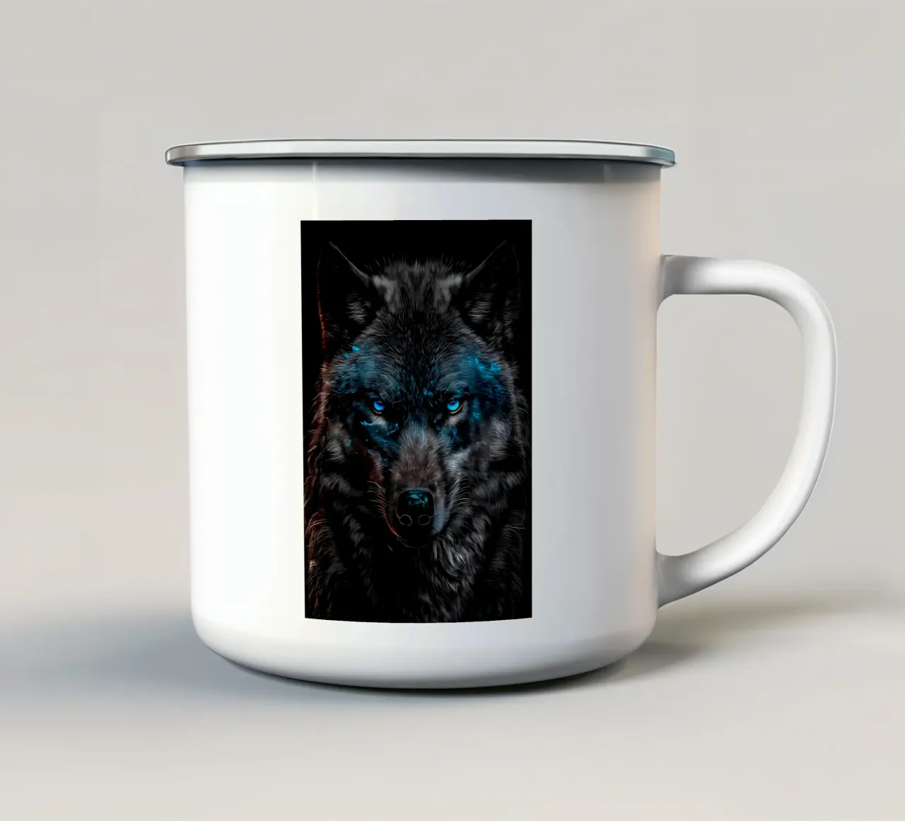 Animale lupo tazza in smalto da Pierre Walton