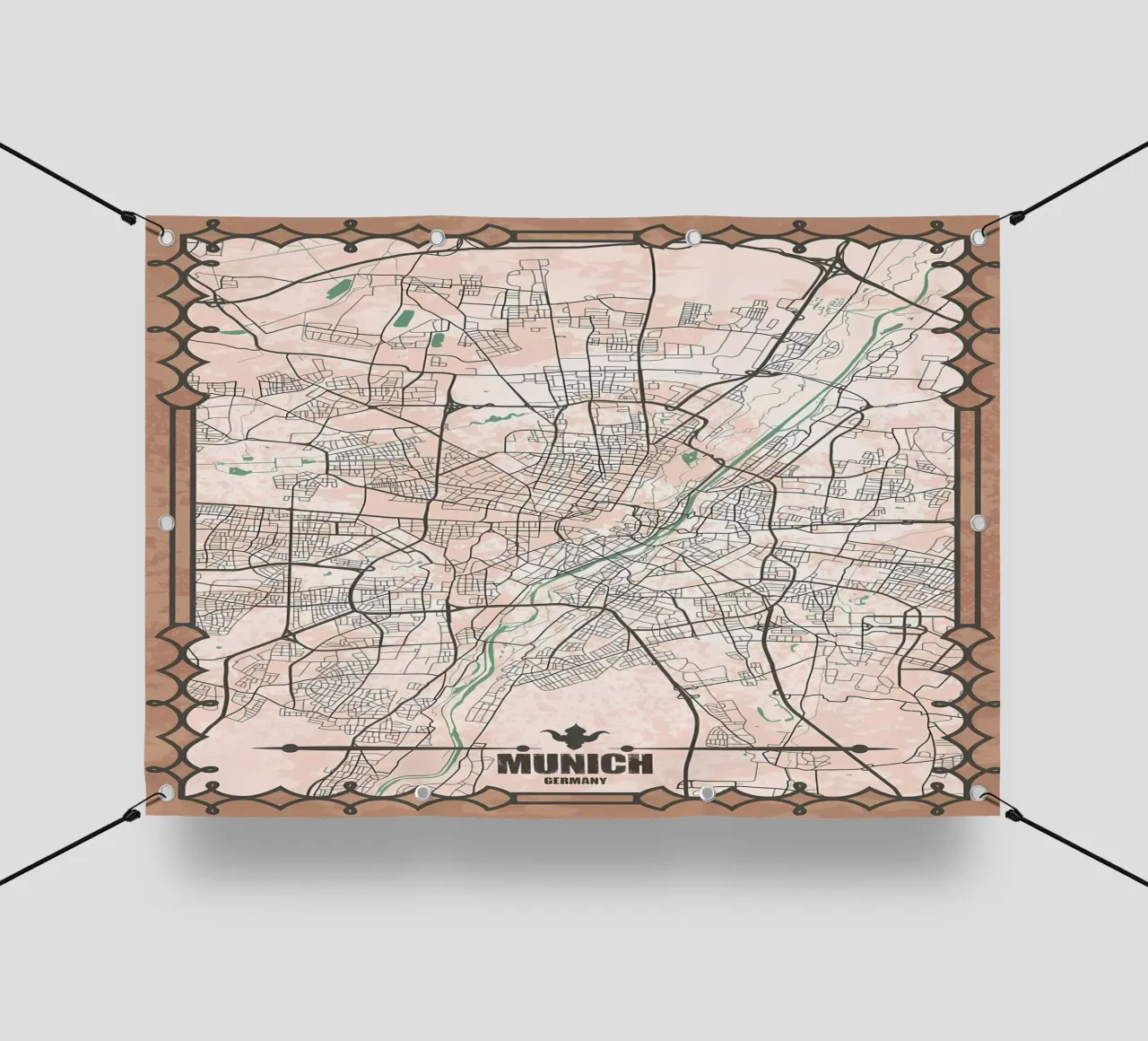 Mappa della città di Monaco telo in pvc da Christopher Adams