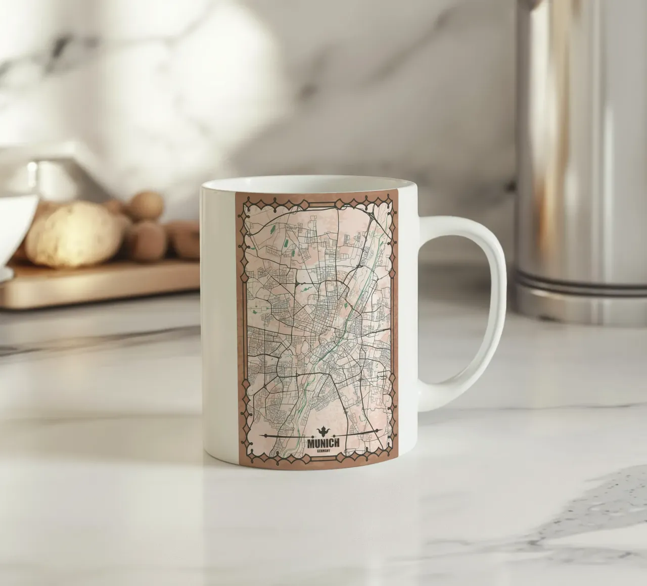 Mappa della città di Monaco tazza in ceramica da Christopher Adams