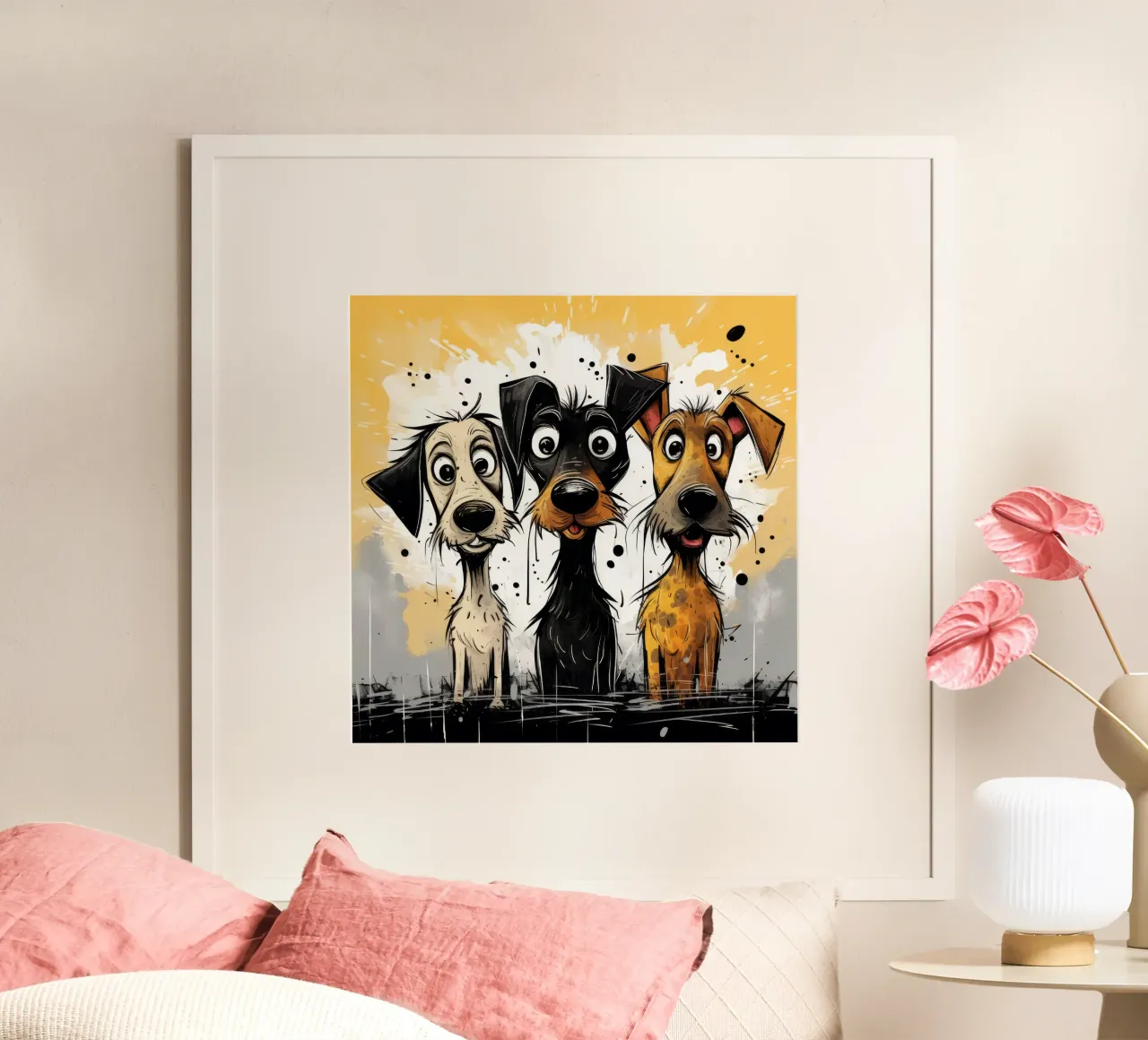 Dibujos animados retro divertidos de perros monos poster de Funny Animals