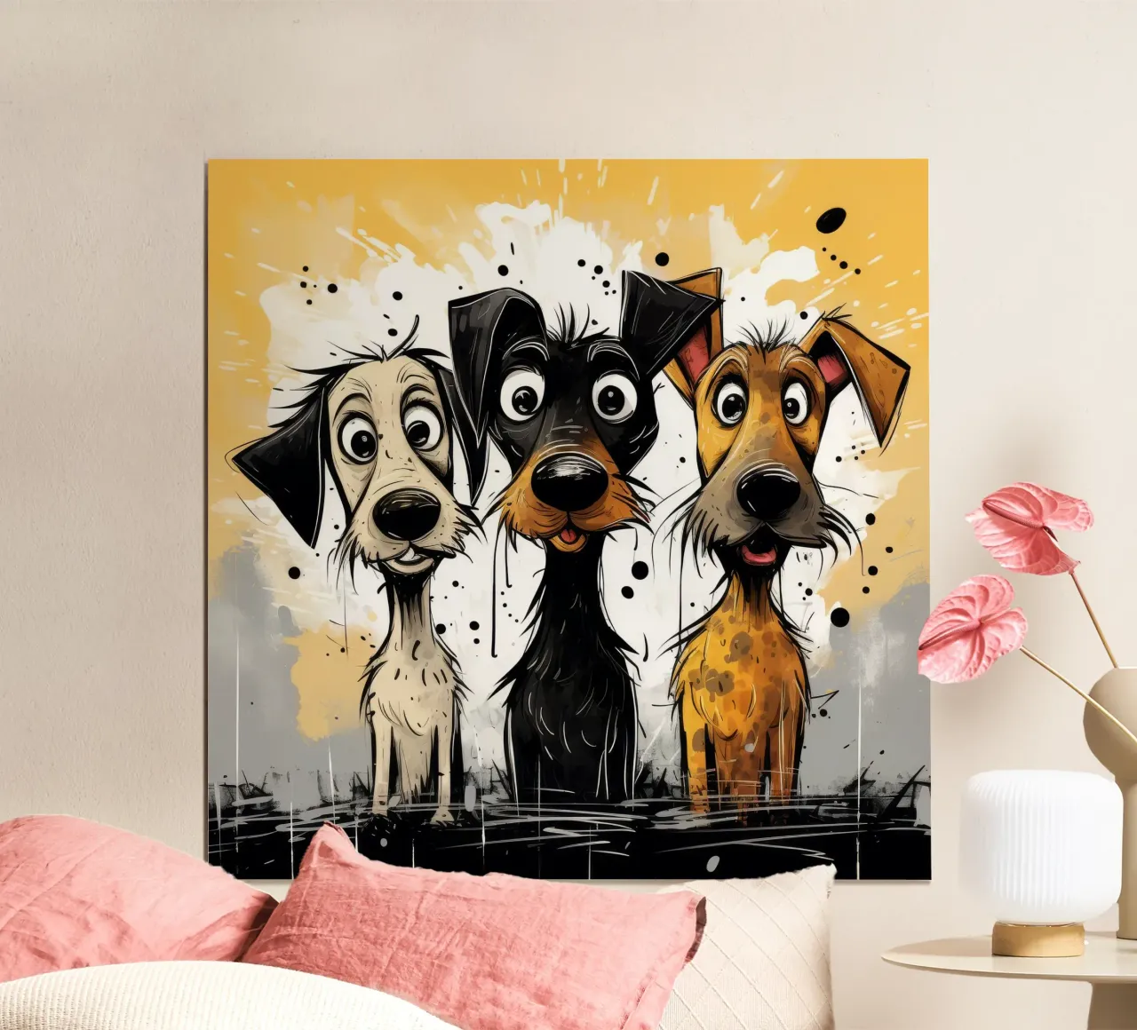 Dibujos animados retro divertidos de perros monos poster de Funny Animals