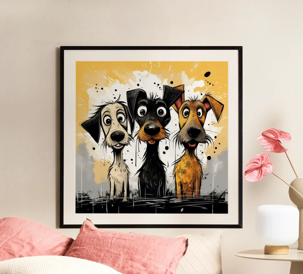 Dibujos animados retro divertidos de perros monos poster de Funny Animals