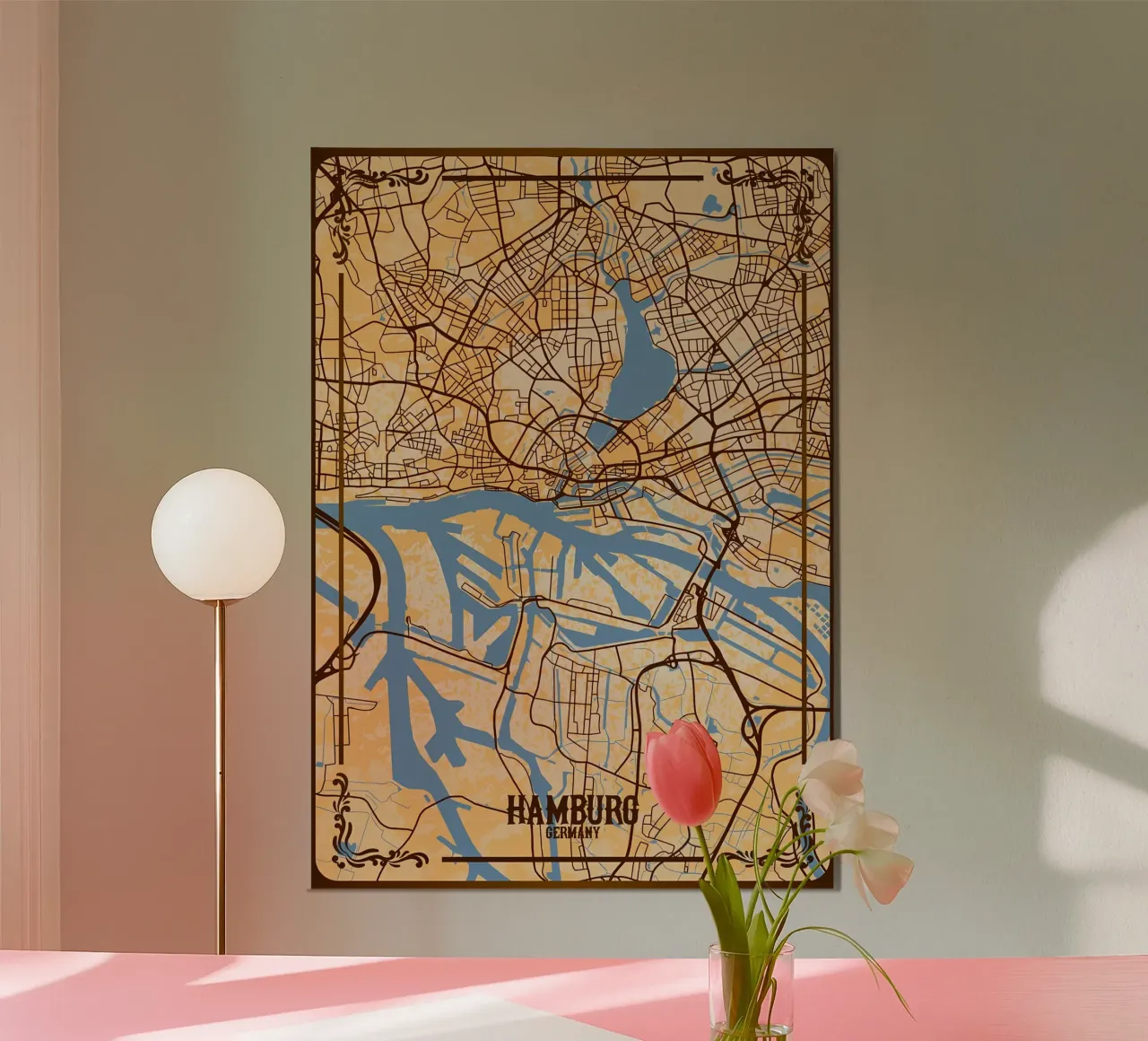 Mappa della città di Amburgo poster da Christopher Adams
