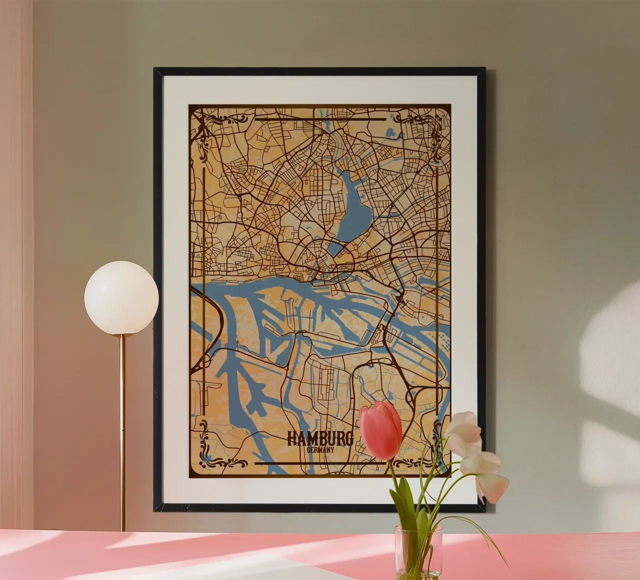 Mappa della città di Amburgo poster da Christopher Adams
