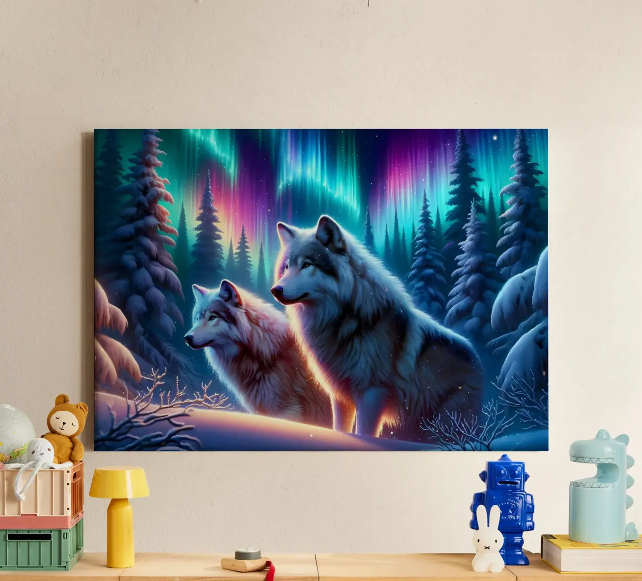 Animale lupo tela con Cornice a cassetta da Pierre Walton