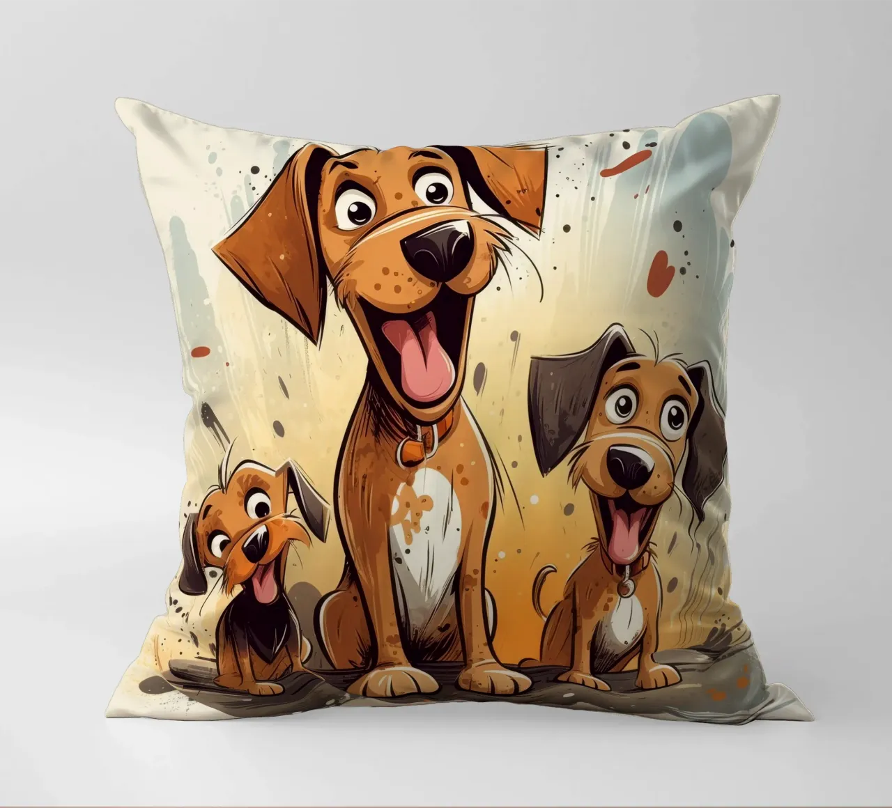Retro Dog Gang decorative cushion by Funny Animals