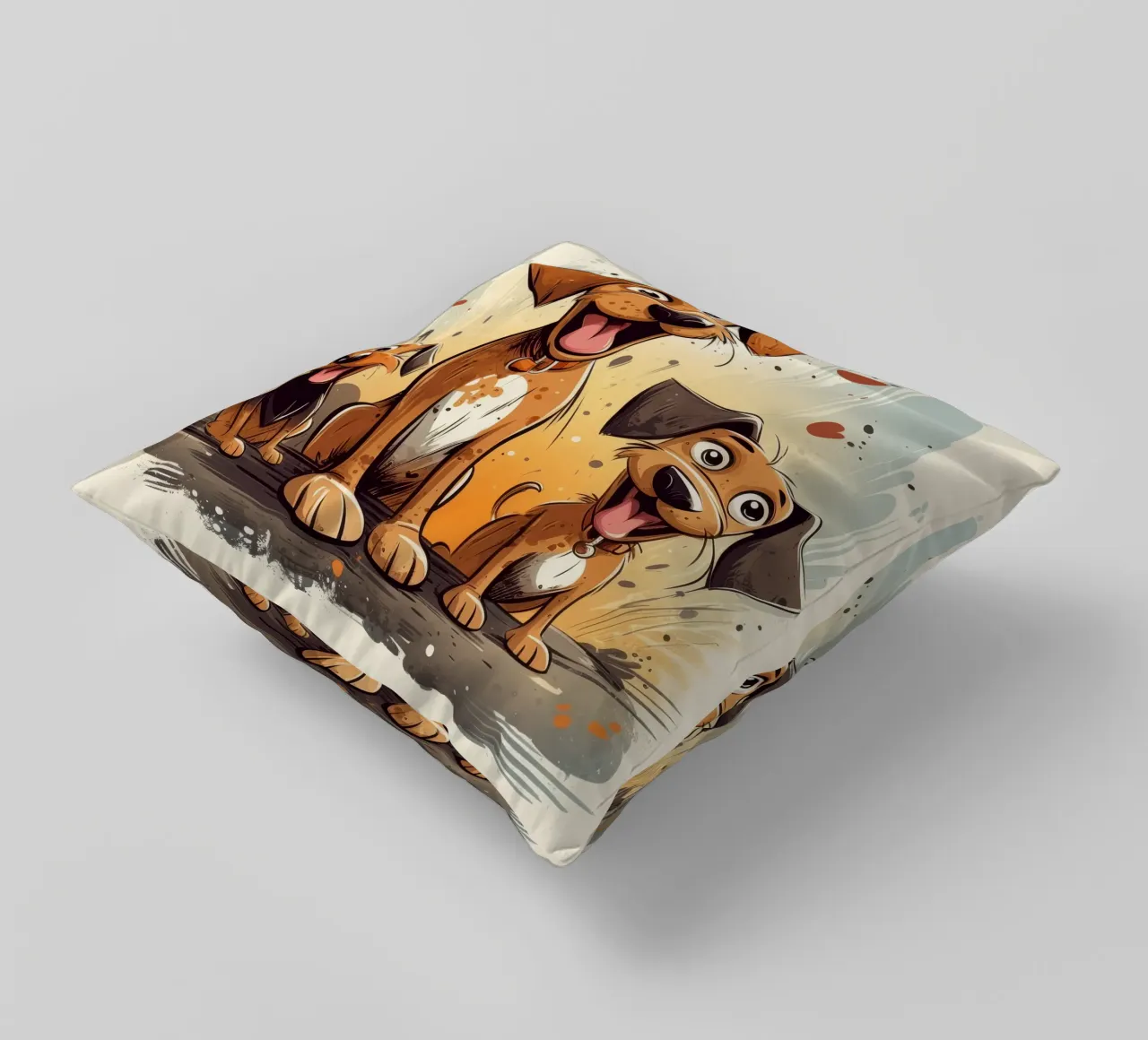 Retro Dog Gang decorative cushion by Funny Animals