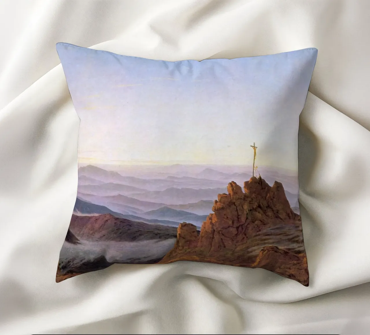 Caspar David Friedrich - Mattino sui monti giganti cuscino da Timeless Artworks