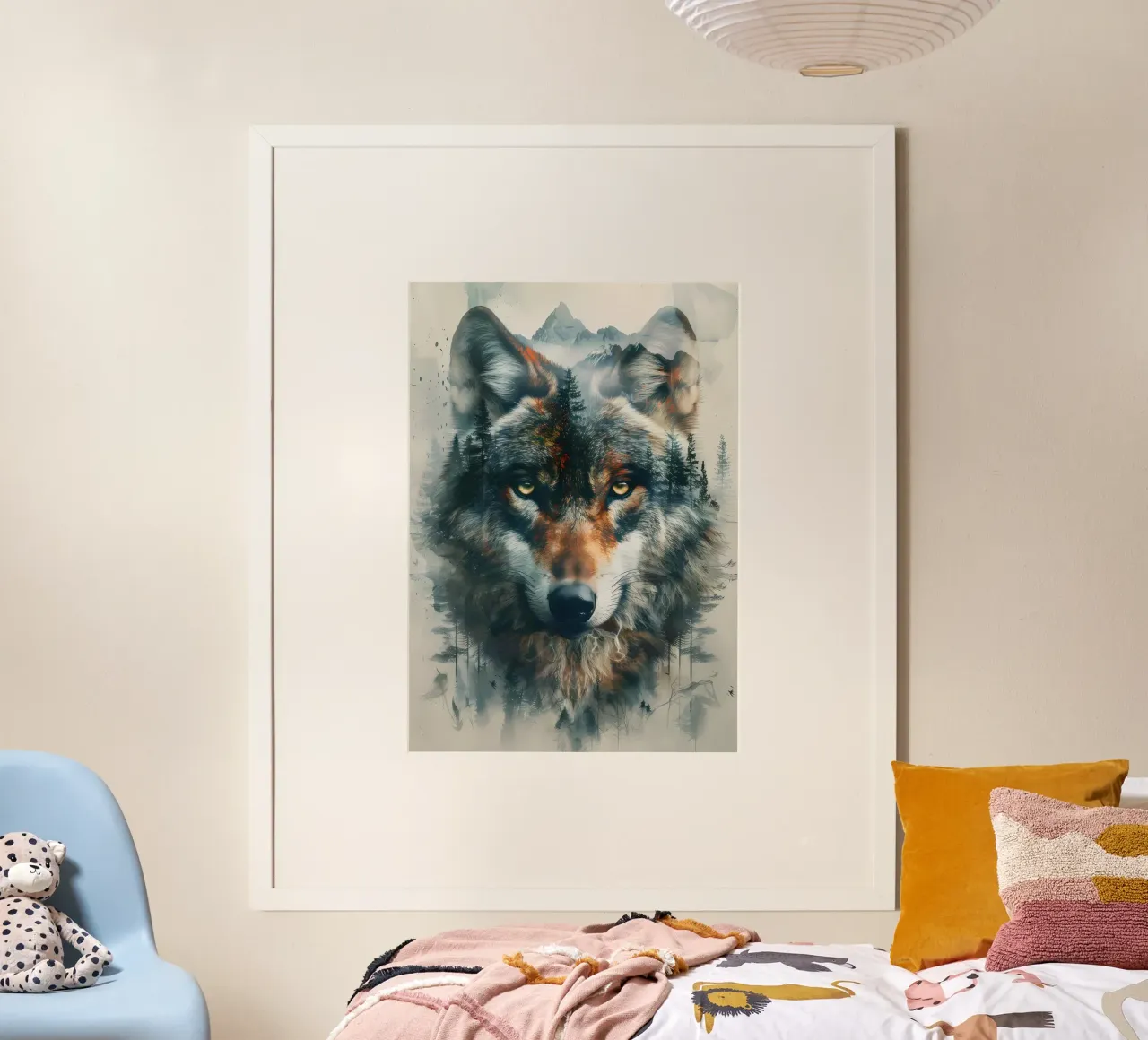 Animale lupo poster con telaio in alluminio da Pierre Walton