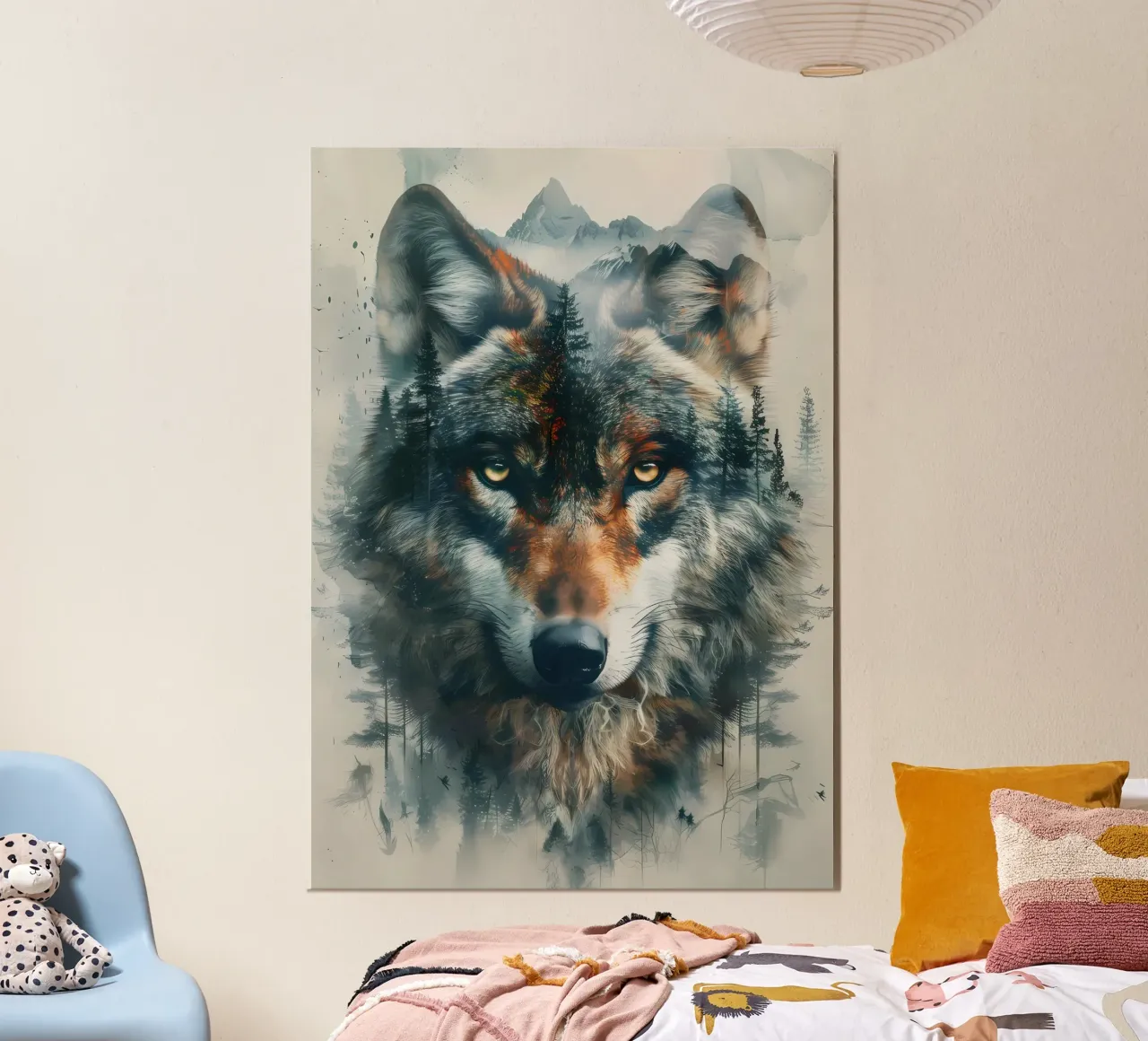 Animale lupo poster con telaio in alluminio da Pierre Walton