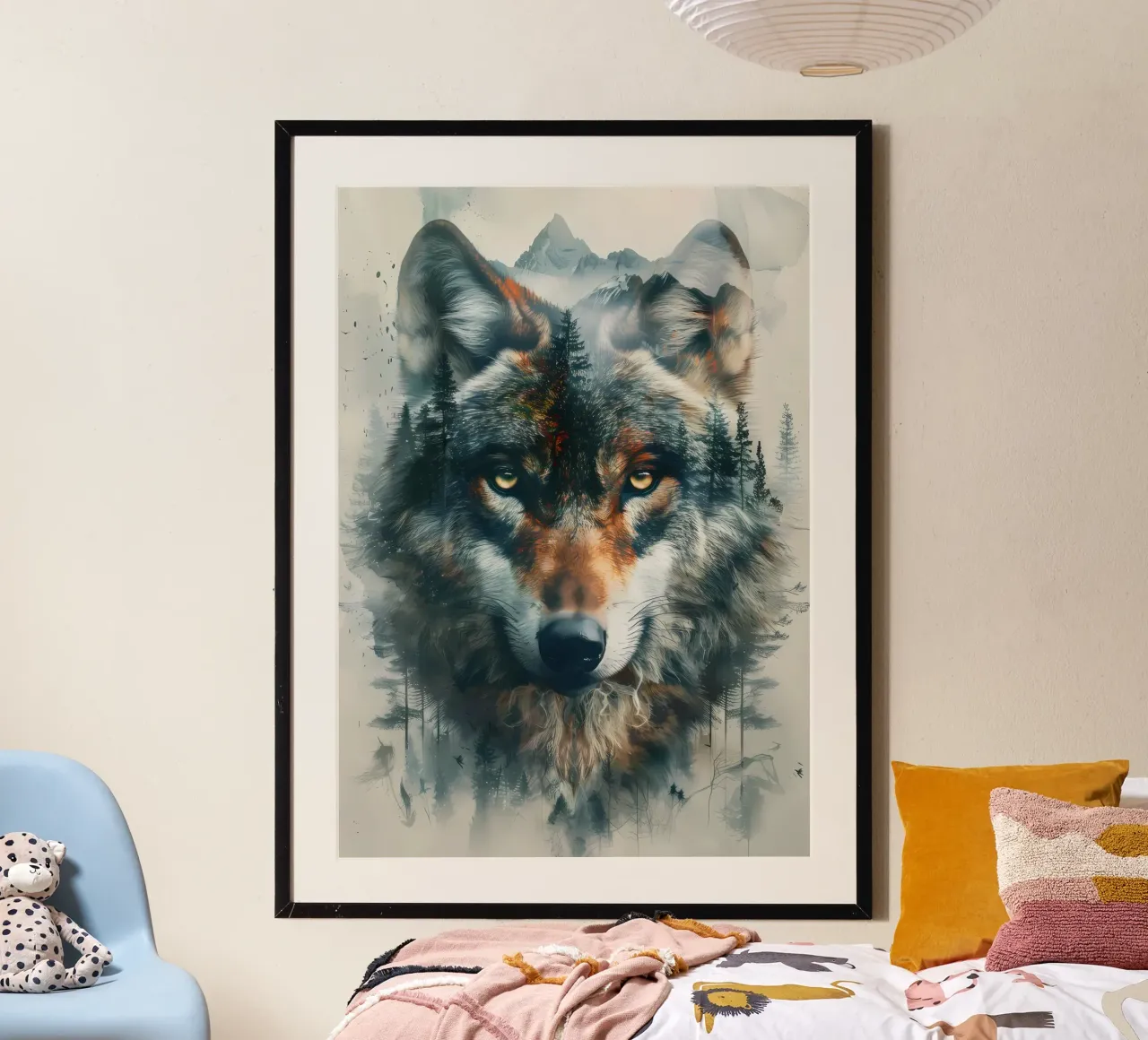 Animale lupo poster con telaio in alluminio da Pierre Walton