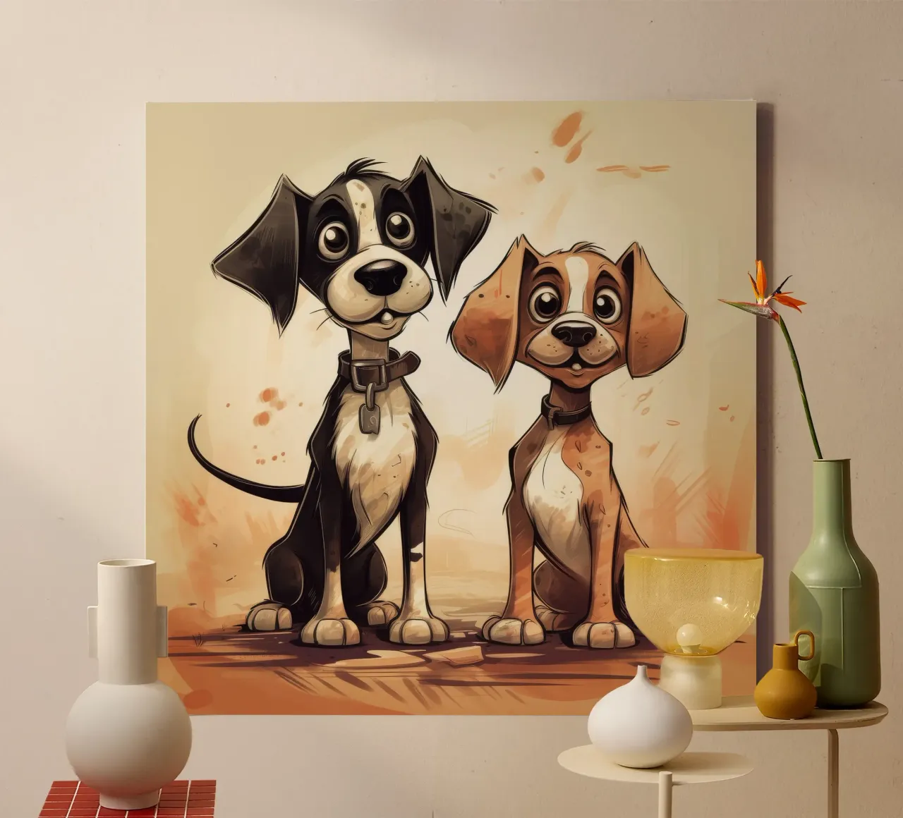 Retro Honden Duo canvas van Funny Animals