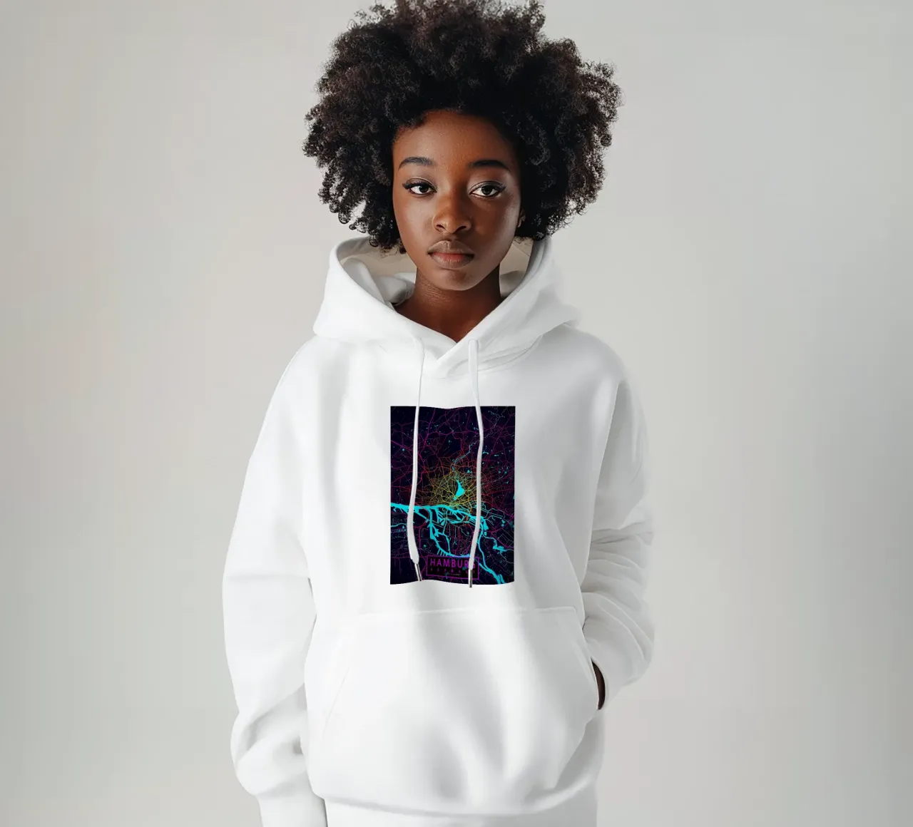 Hamburg City Map Neon hoodie by Christopher Adams
