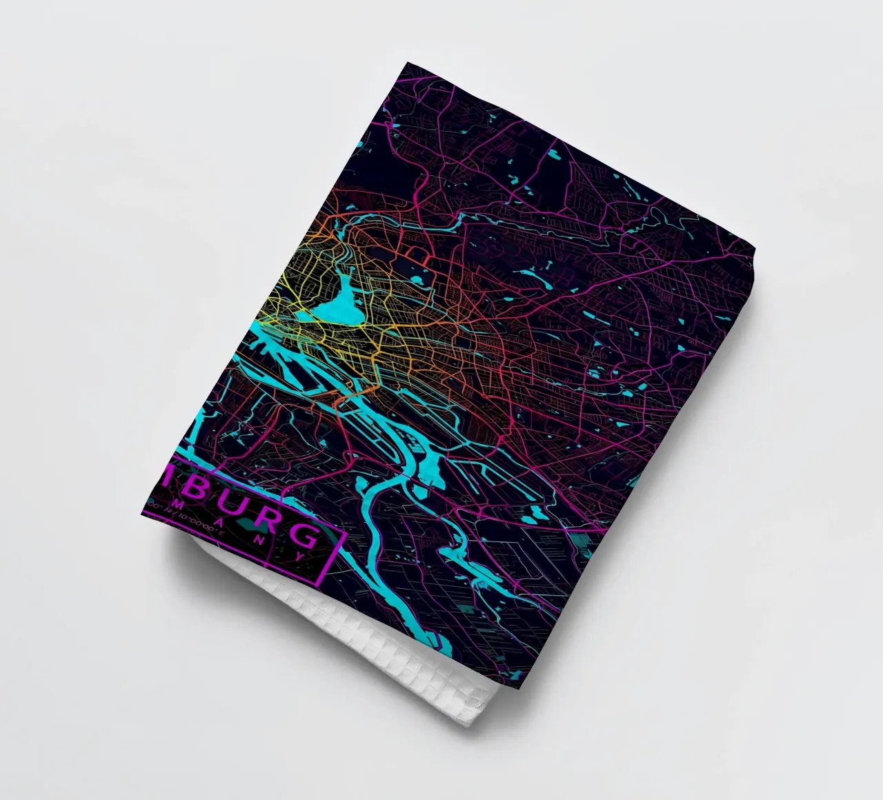 Neon della mappa della città di Amburgo canovaccio da cucina da Christopher Adams