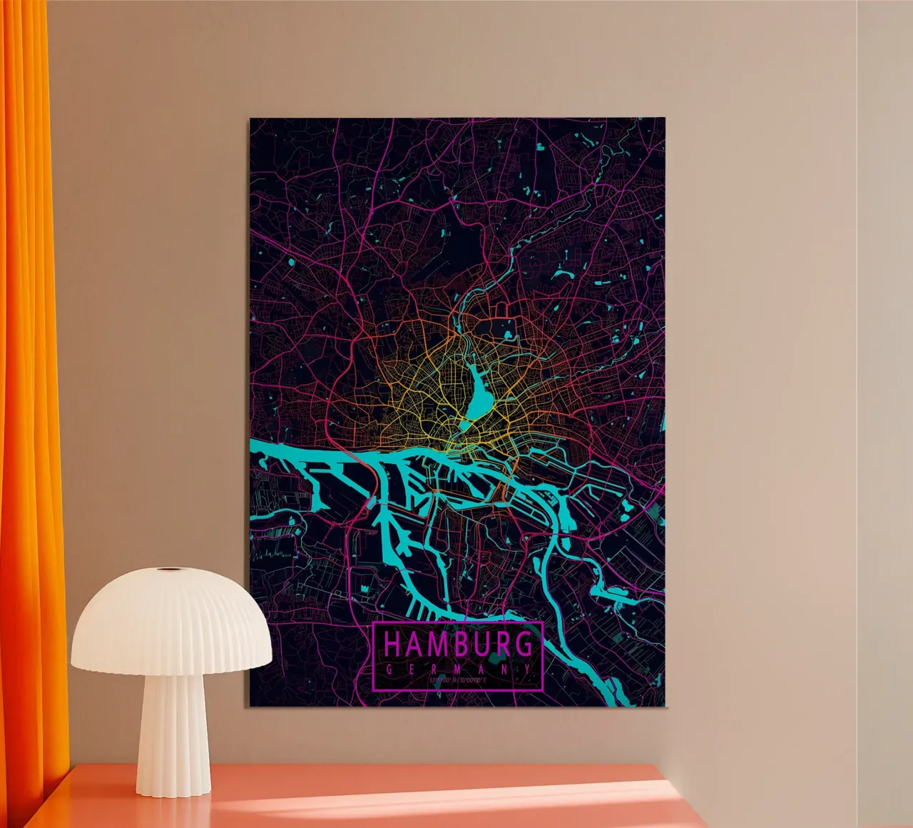 Hamburg City Map Neon forex plate by Christopher Adams