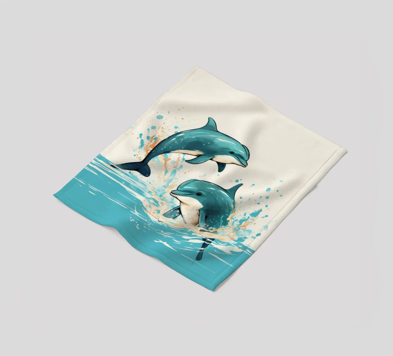 Duo di delfini retrò coperta in pile da Funny Animals