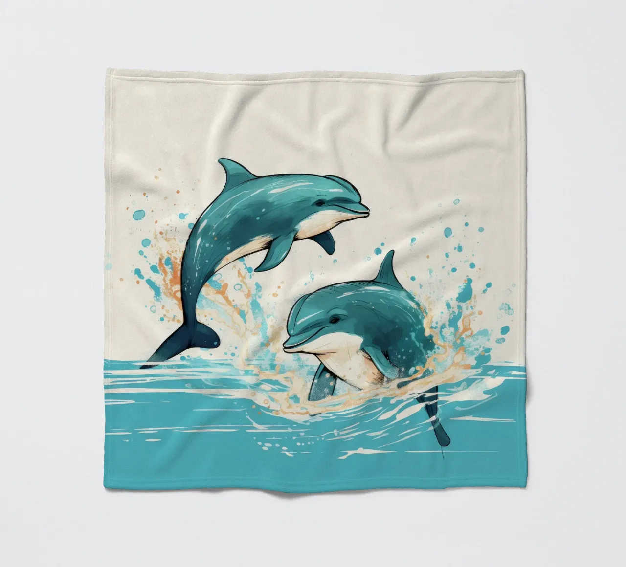Duo di delfini retrò coperta in pile da Funny Animals