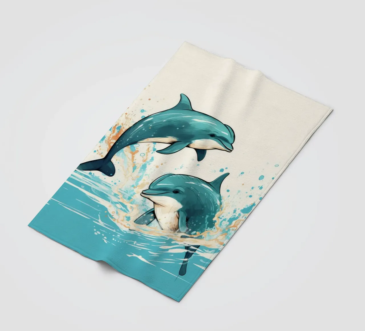 Duo di delfini retrò coperta in pile da Funny Animals
