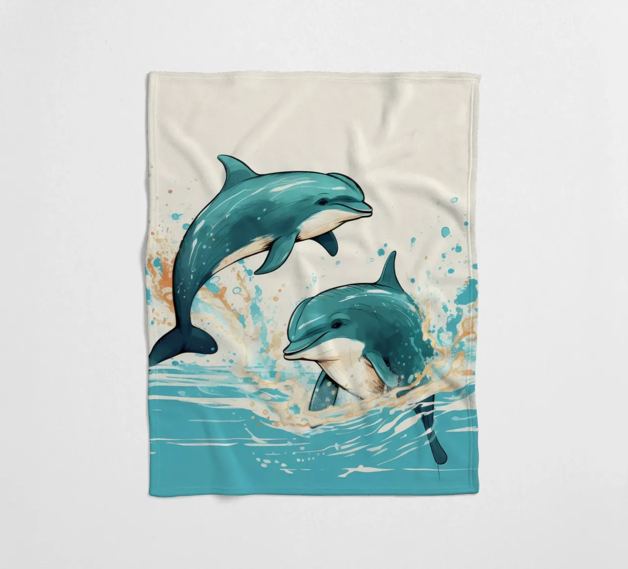 Duo di delfini retrò coperta in pile da Funny Animals