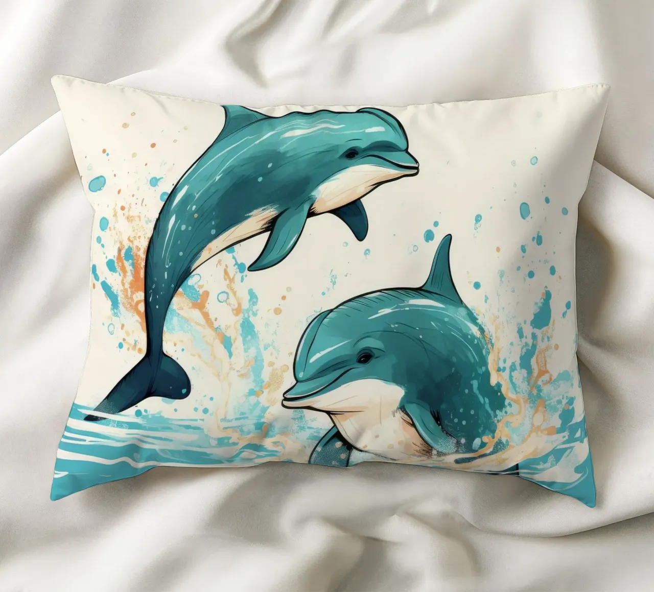 Duo di delfini retrò cuscino da Funny Animals