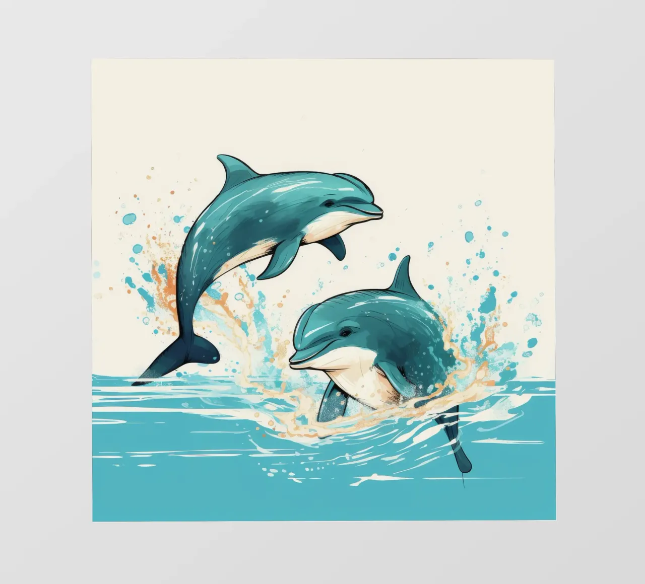 Retro Dolphin Duo photo wallpaper by Funny Animals