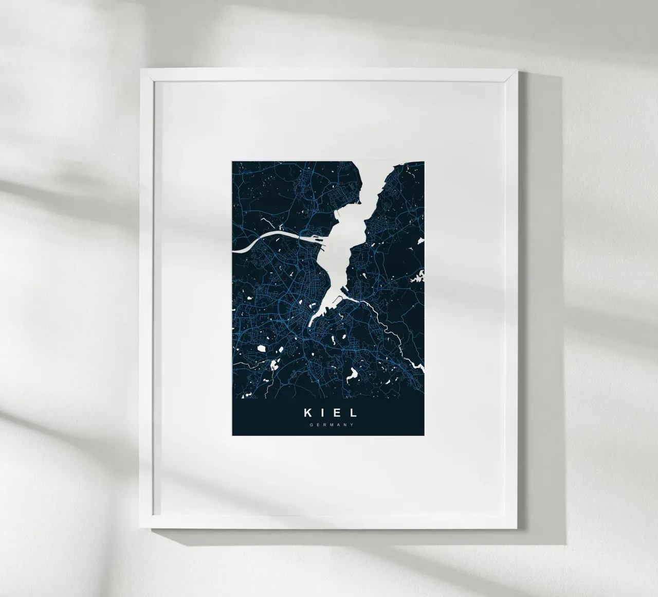 MAPPA KIEL GERMANIA poster con telaio in alluminio da Christopher Adams