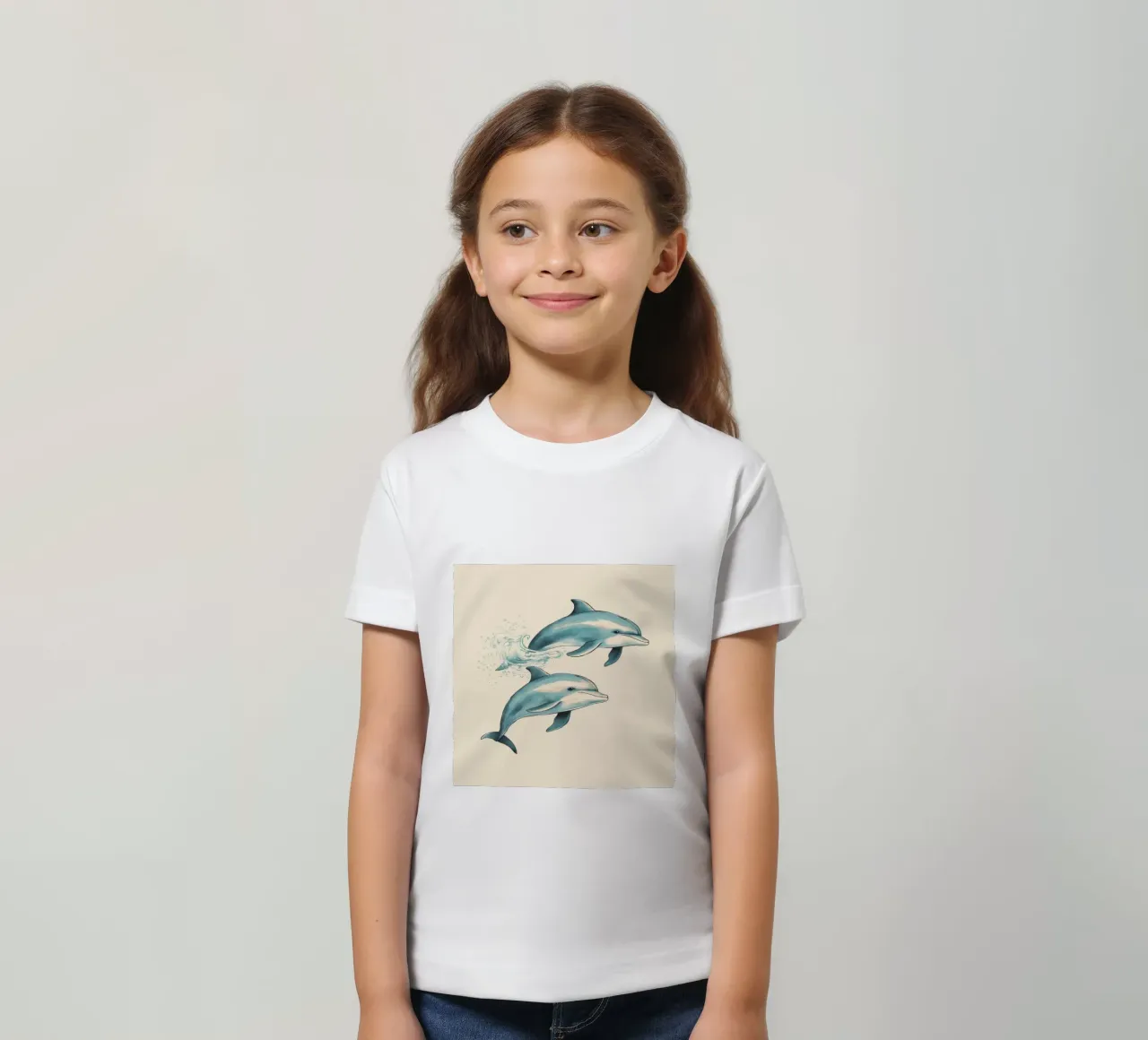 Retro-Delfin Duo Kinder T-Shirt von Funny Animals