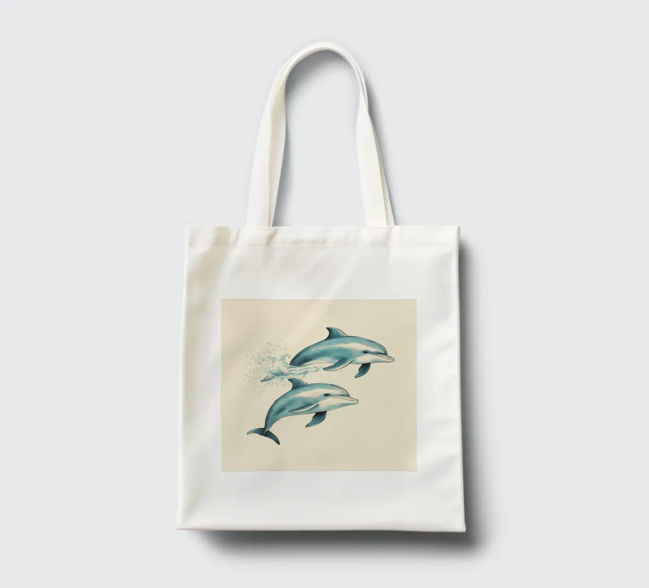 Retro Dolphin Duo tote bag by Funny Animals