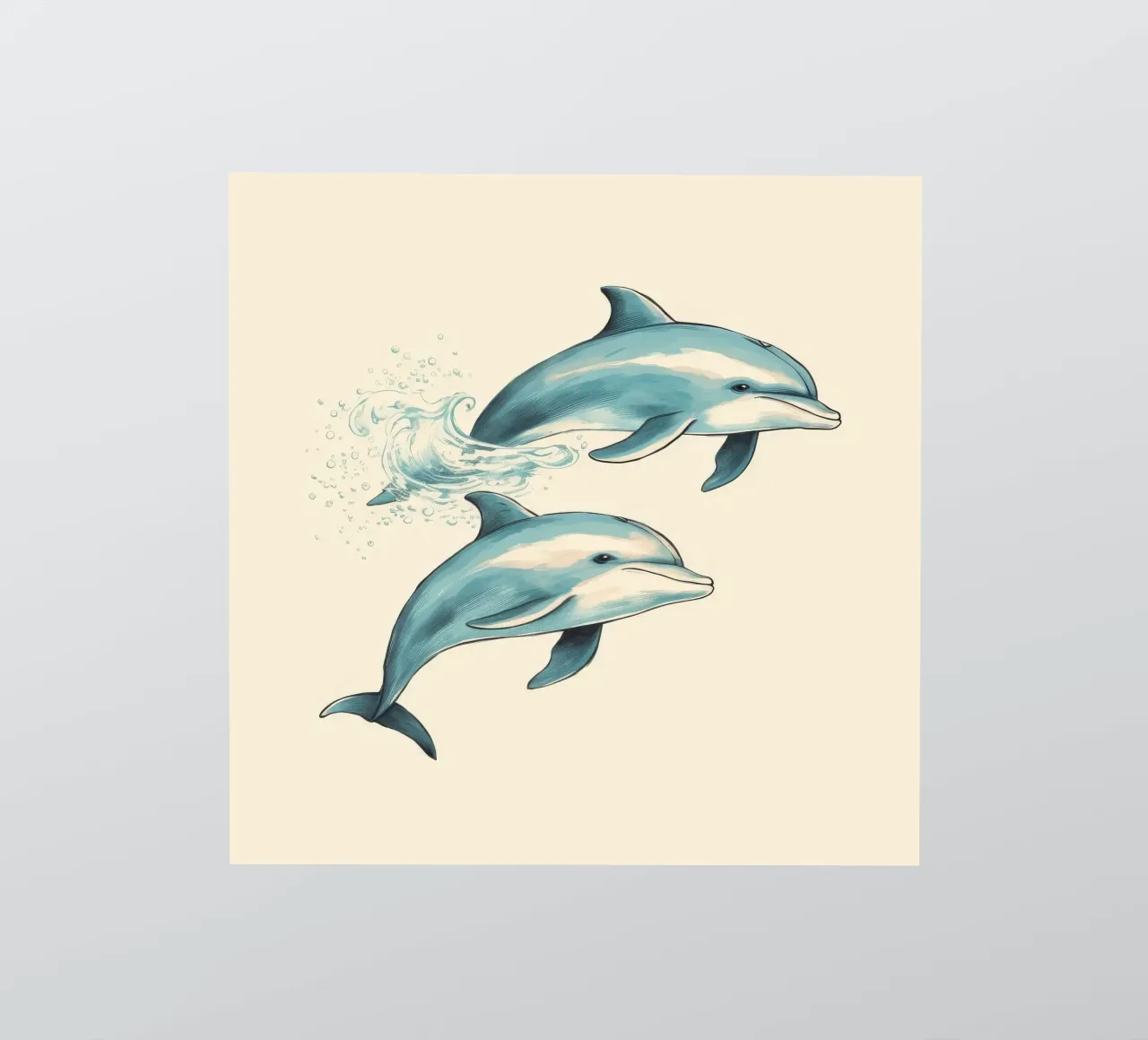 Duo di delfini retrò adesivo da Funny Animals