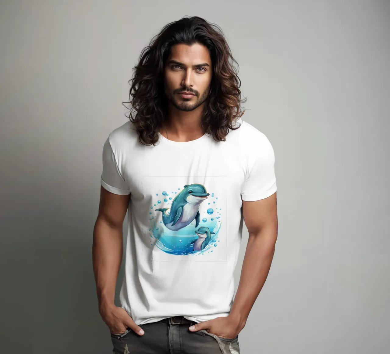 Duo di delfini retrò t-shirt da Funny Animals
