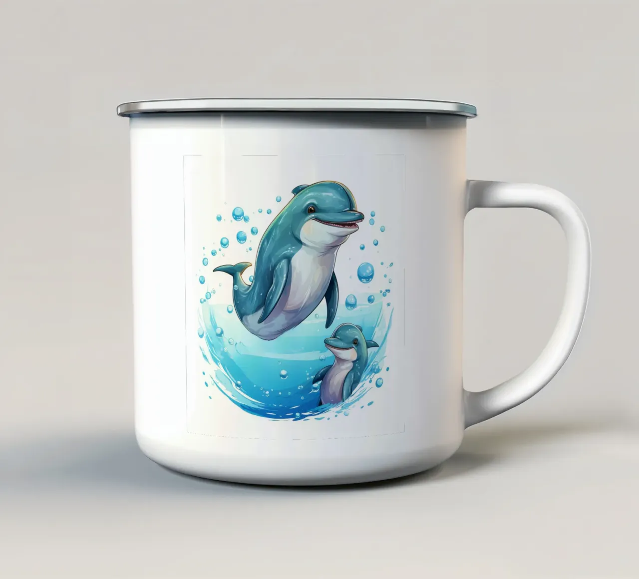 Duo di delfini retrò tazza in smalto da Funny Animals