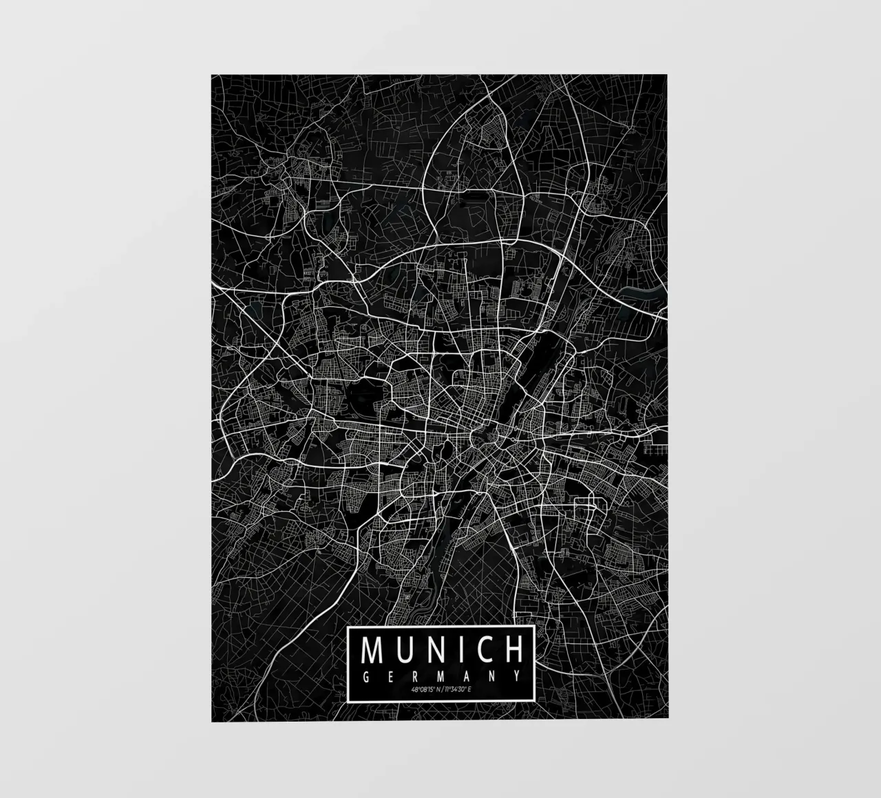 Mappa della città di Monaco di Baviera scura pellicola backlit da Christopher Adams