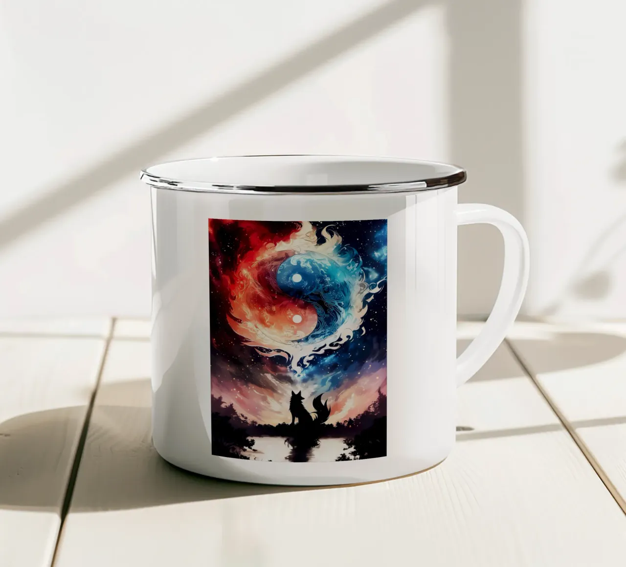 Animale lupo tazza in smalto da Pierre Walton