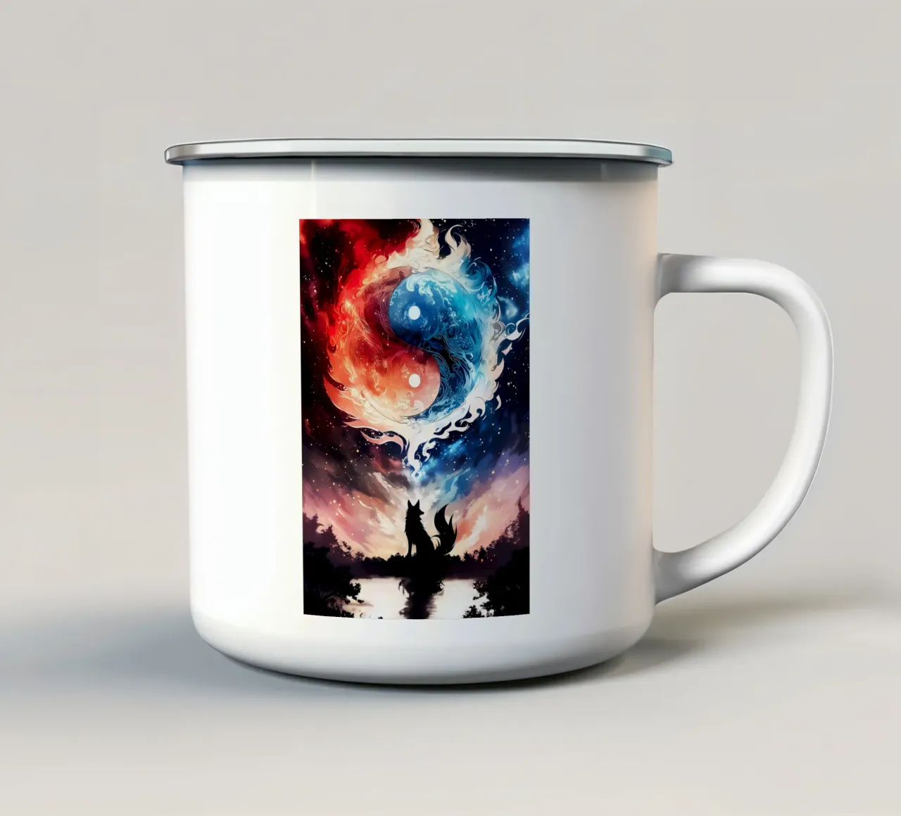 Animale lupo tazza in smalto da Pierre Walton