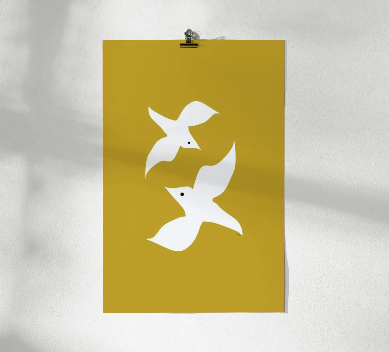 Birds in Mustard poster de Linda Gobeta