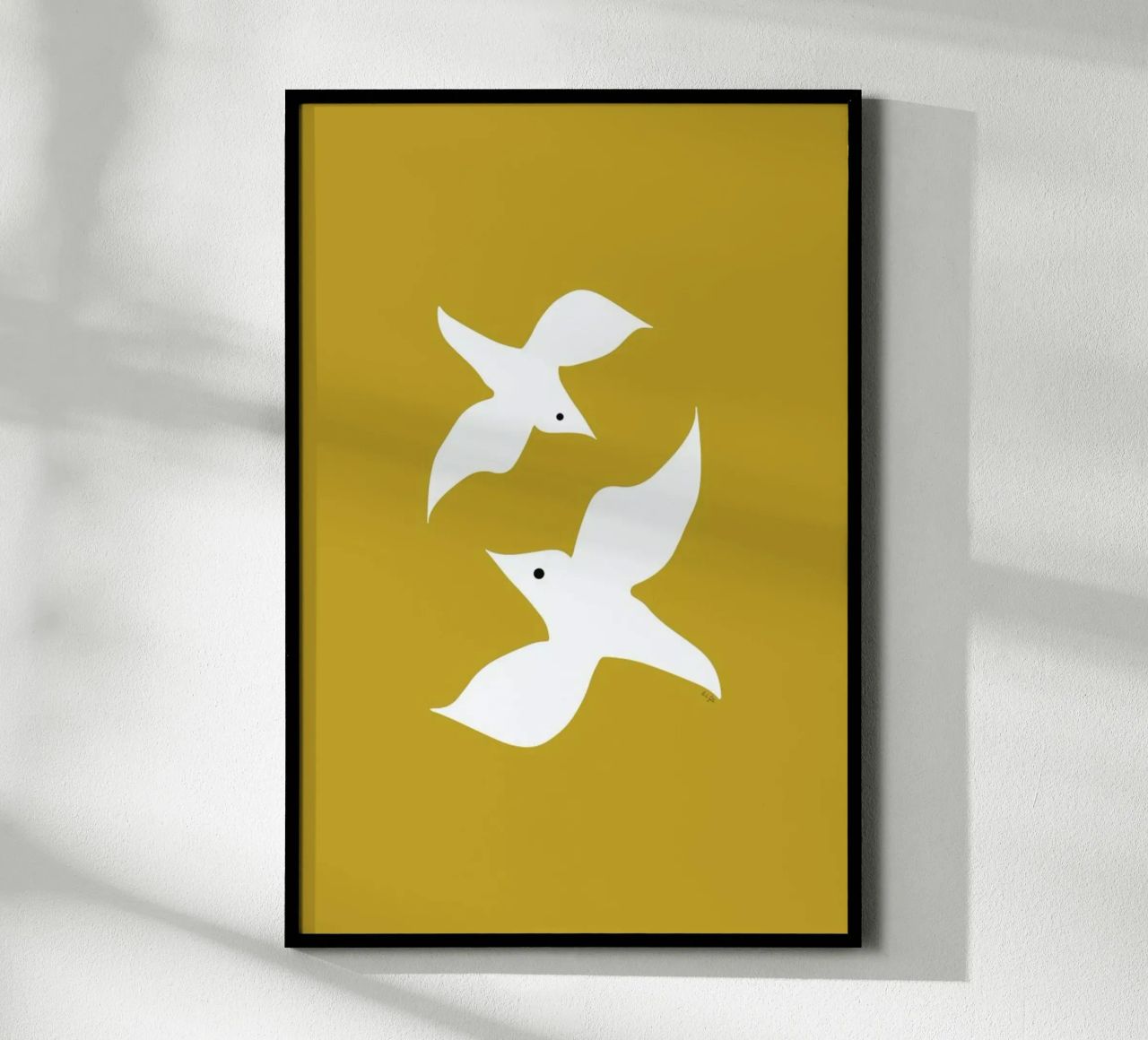 Birds in Mustard poster de Linda Gobeta