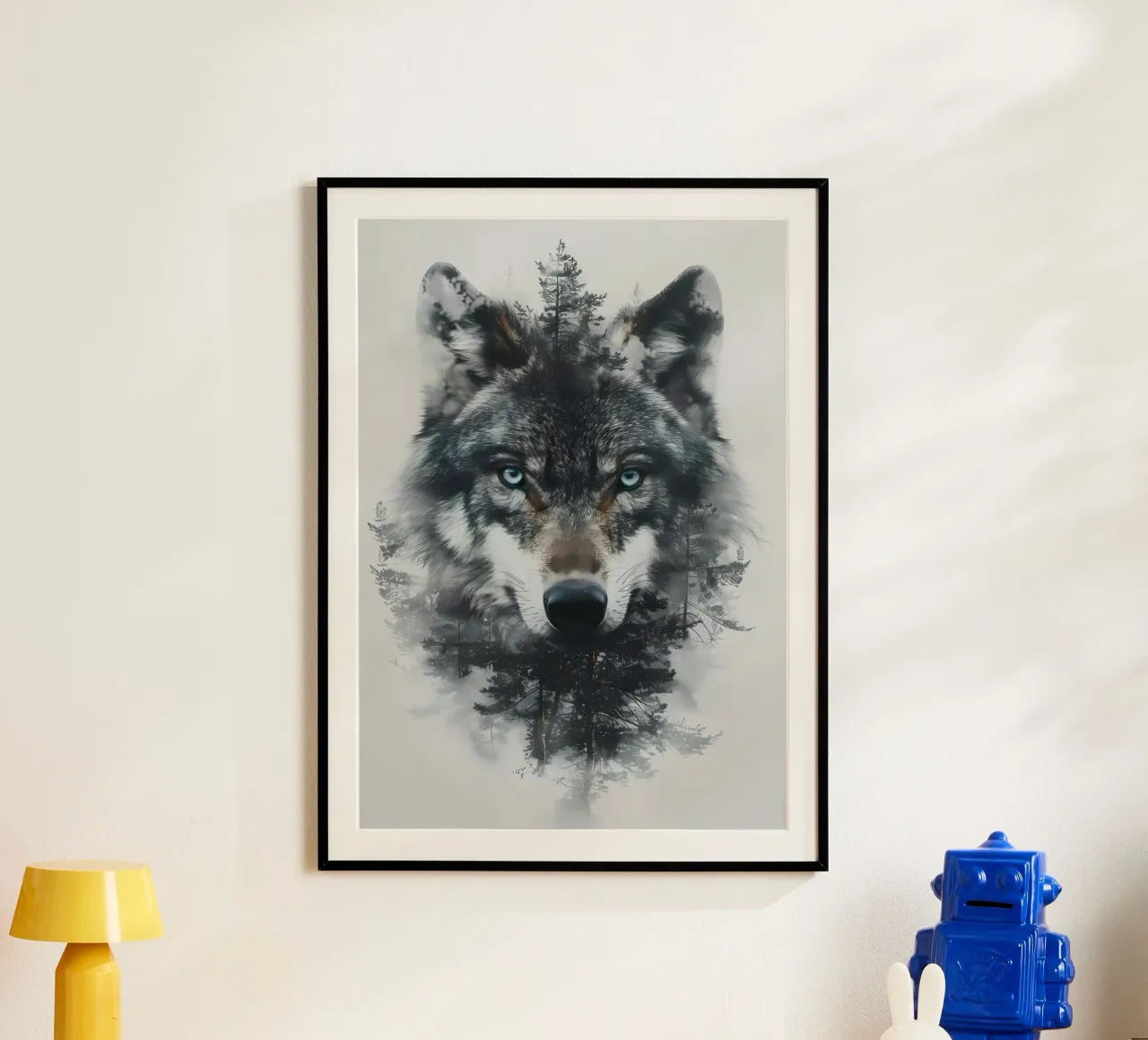 Animale lupo poster con telaio in alluminio da Pierre Walton