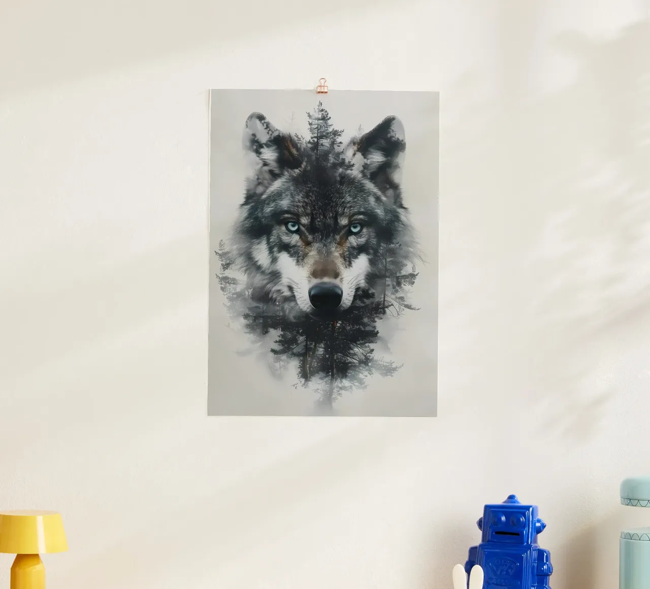 Animale lupo poster con telaio in alluminio da Pierre Walton