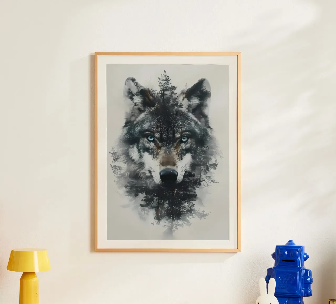 Animale lupo poster con telaio in alluminio da Pierre Walton