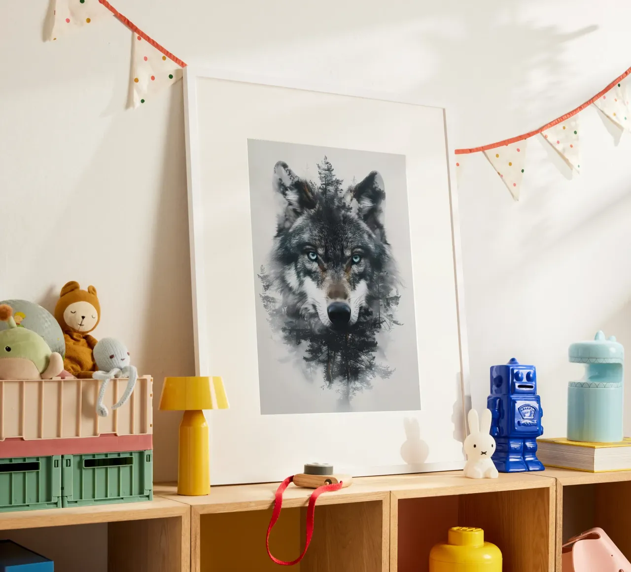 Animale lupo poster con telaio in alluminio da Pierre Walton